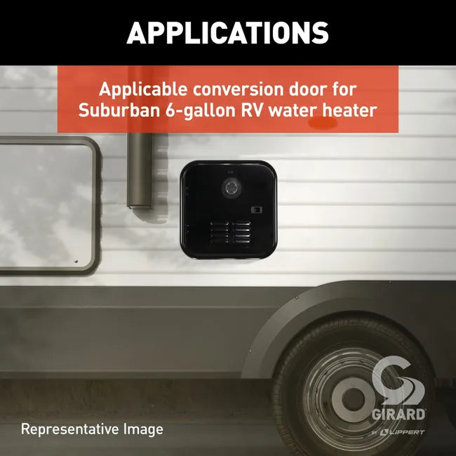 Girard RV Water Heater Door Installation Kit - 6 Gallon (Suburban) - Black