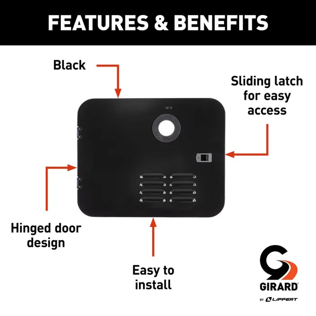 Girard RV Water Heater Door Installation Kit - 6-Gallon (Atwood/Dometic) - Black