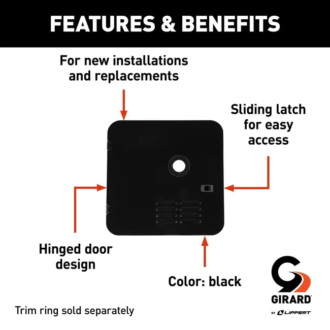 Girard RV Water Heater Door Installation Kit - 10-Gallon - Black