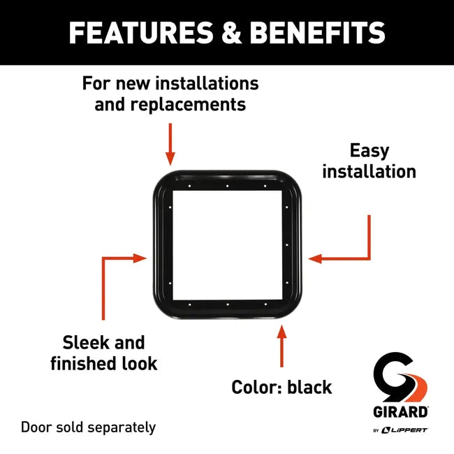 Girard RV Water Heater Door Trim Ring - Black