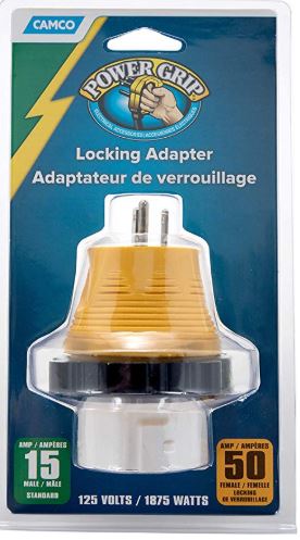 Camco 15A-50A RV Locking PowerGrip Adapter