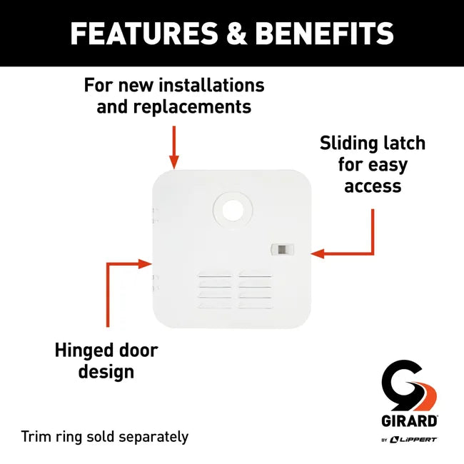 Girard RV Water Heater Door Installation Kit - 6-Gallon (Suburban) - Polar White