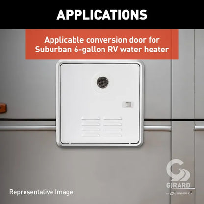 Girard RV Water Heater Door Installation Kit - 6-Gallon (Suburban) - Polar White