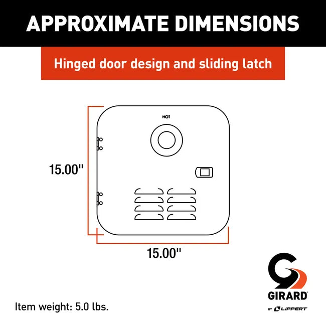 Girard RV Water Heater Door Installation Kit - 6 Gallon (Suburban) - Black