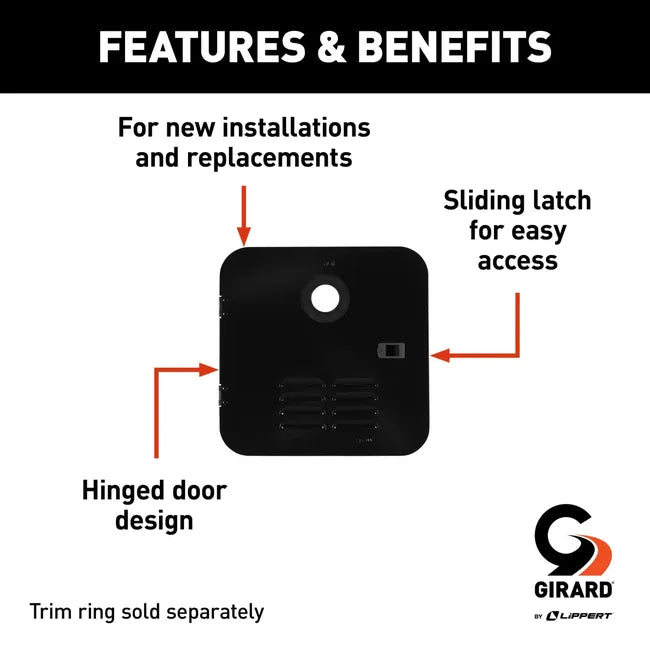 Girard RV Water Heater Door Installation Kit - 6 Gallon (Suburban) - Black