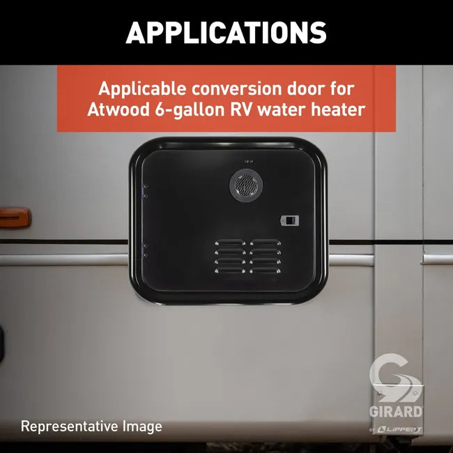 Girard RV Water Heater Door Installation Kit - 6-Gallon (Atwood/Dometic) - Black
